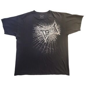 Tapout Mens XL T-Shirt Black Short Sleeve MMA Graphic Print Broken Glass Logo